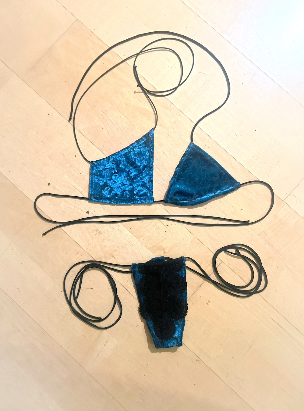 Burn Out Velvet Thong Bikini
