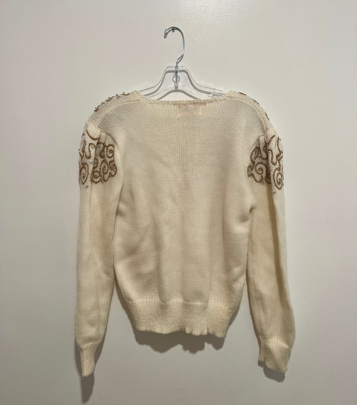 Vintage Beaded V-Neck Sweater