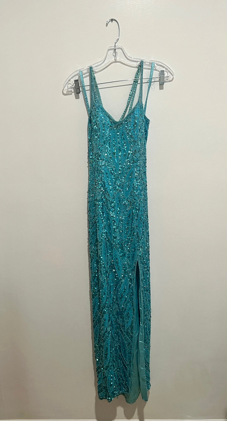 Vintage Beaded Gown w/ Slit