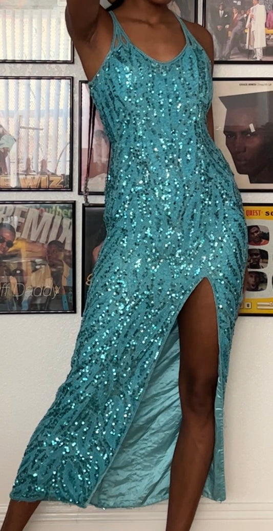 Vintage Beaded Gown w/ Slit