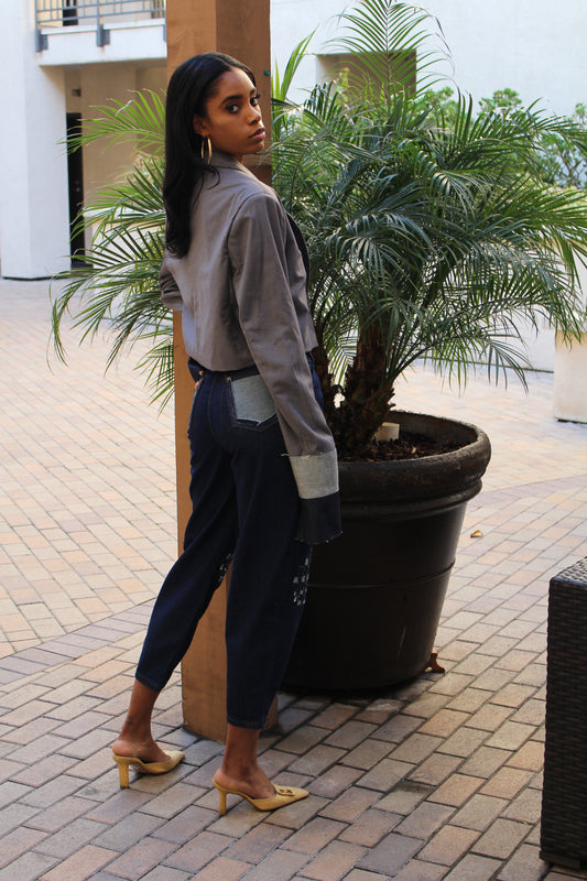 Weaved Knee Patch Jeans