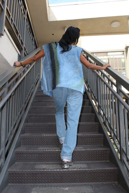 Unisex Painted Denim Utility Vest