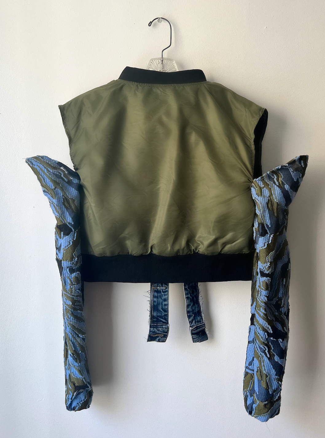 Cropped Vent Sleeve Bomber Jacket