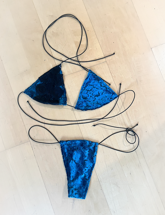 Burn Out Velvet Thong Bikini
