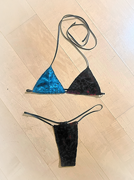 Burn Out Velvet Thong Bikini