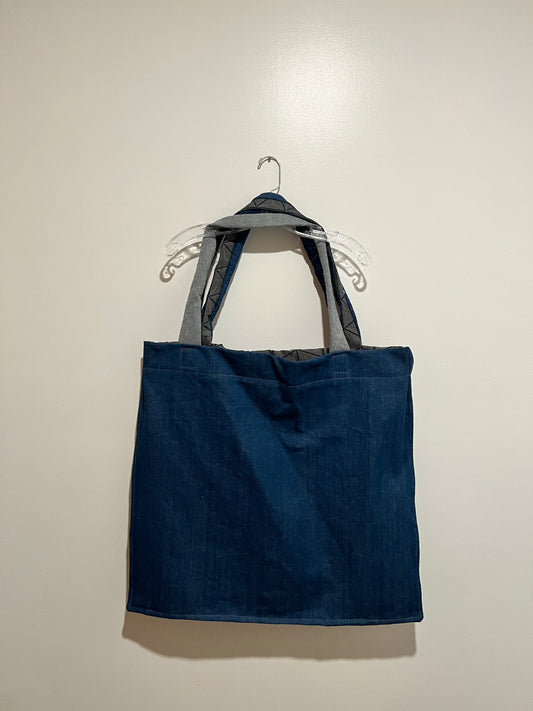 Denim Reversible Overnight Tote