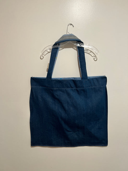 Denim Reversible Overnight Tote